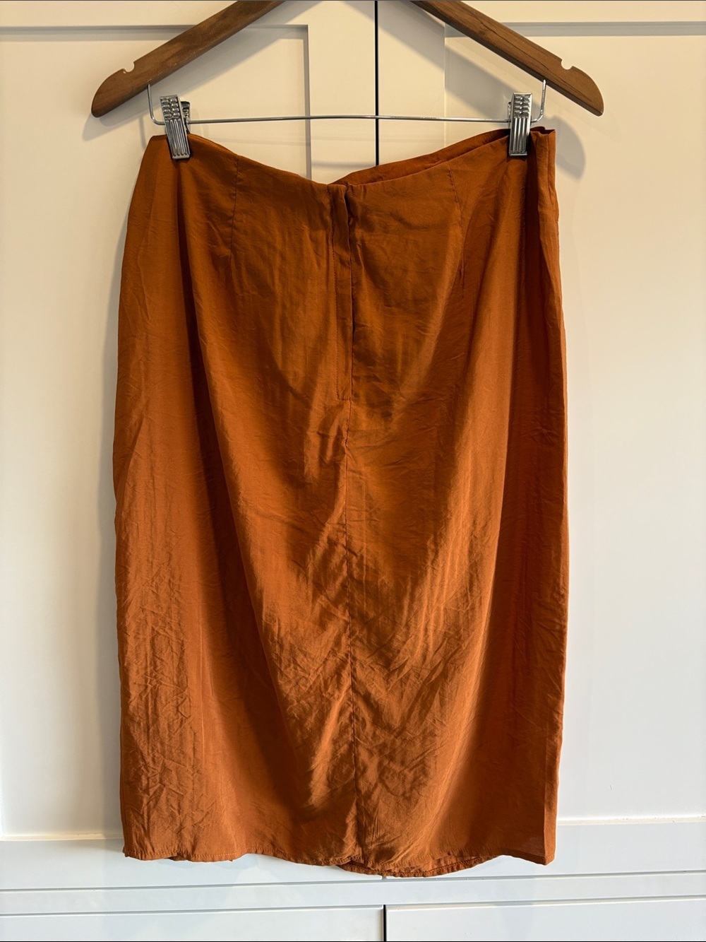 Mexx Brown Unlined Twist-Front Midi Skirt Size Medium - Picture 3 of 8